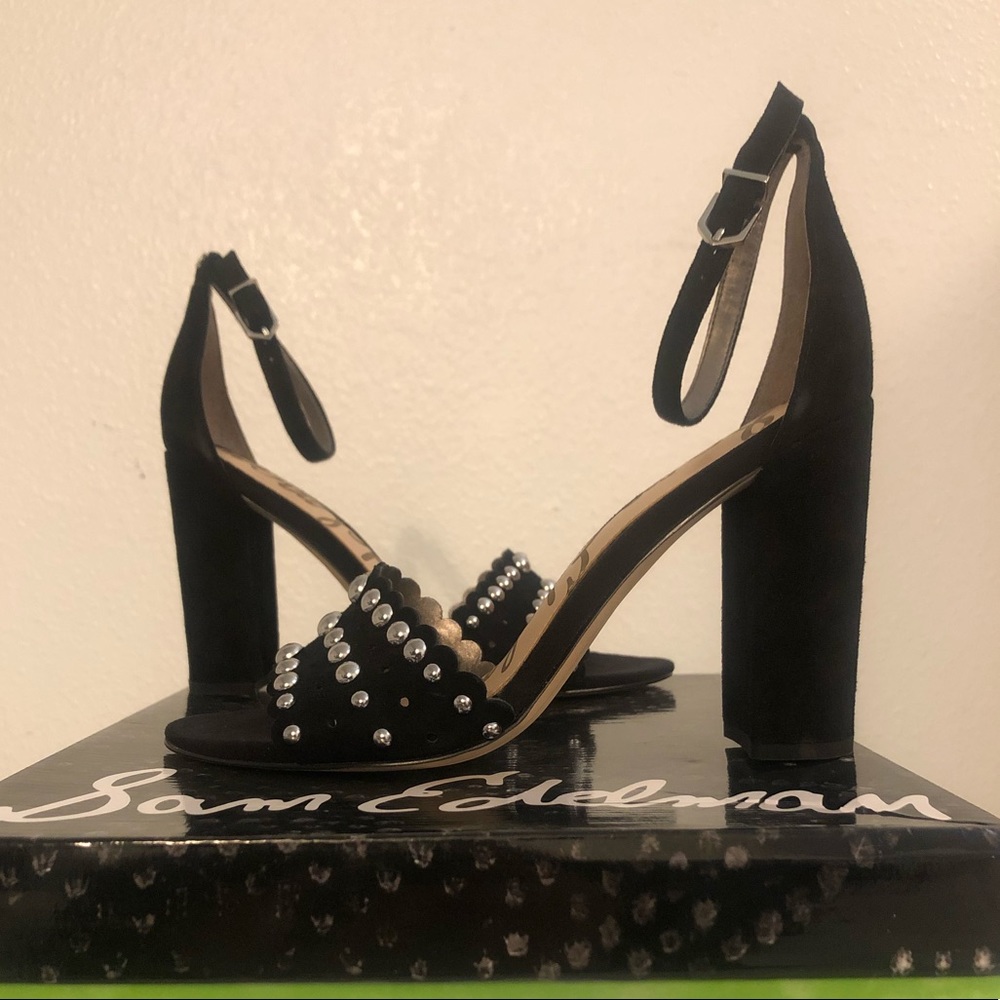 Sam Edelman Yaria Block Heel Suede Rounded Studs - Picture 4 of 13